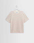 Dean - Ecru And Rust Stitch Stripe Organic Cotton T-Shirt