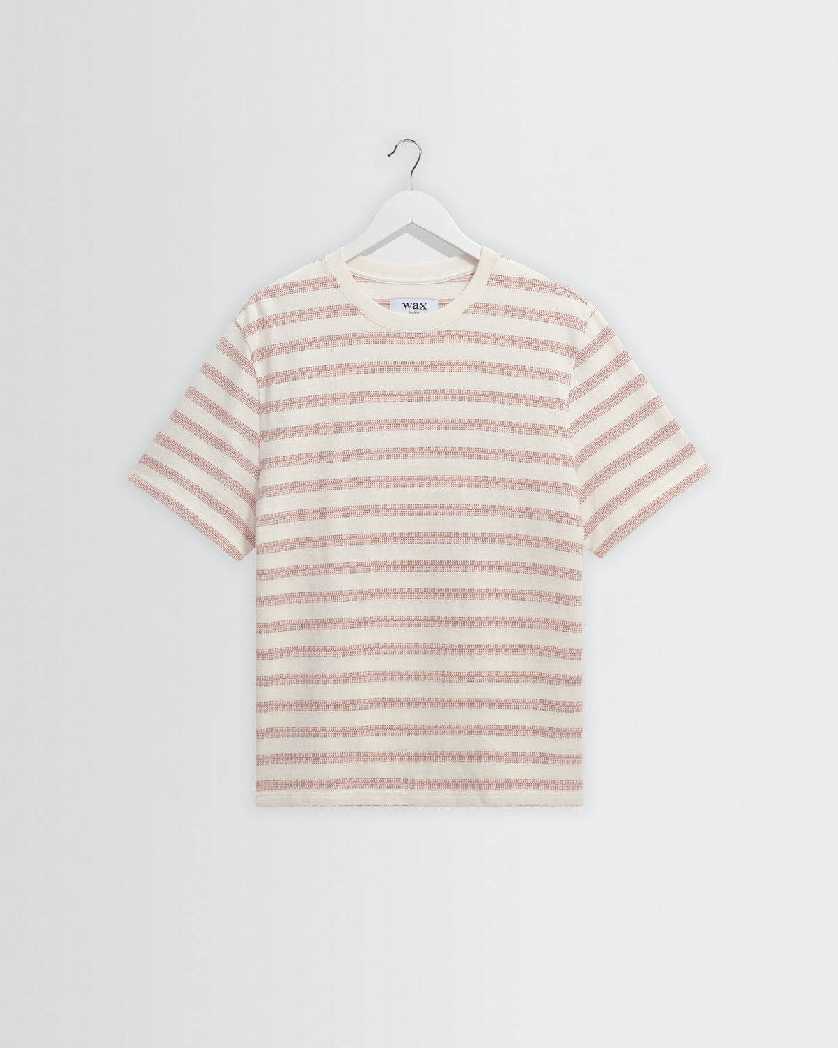 Dean - Ecru And Rust Stitch Stripe Organic Cotton T-Shirt