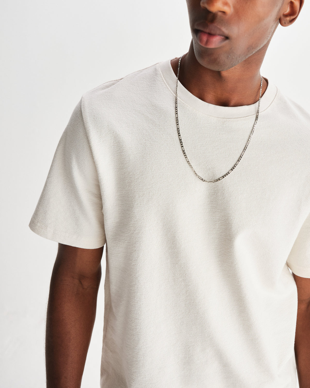 Dean - Ecru Textured Organic Cotton T-Shirt