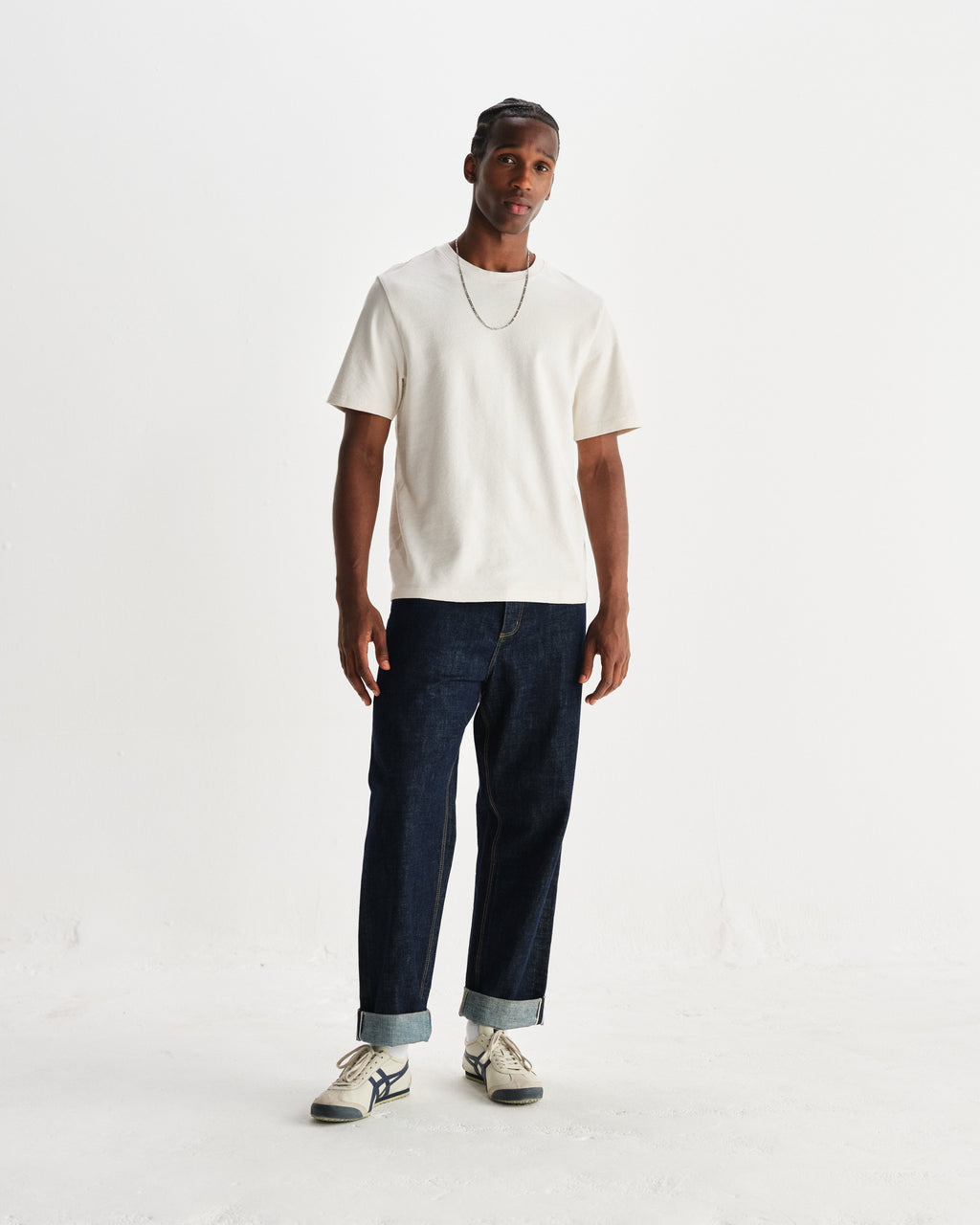 Dean - Ecru Textured Organic Cotton T-Shirt