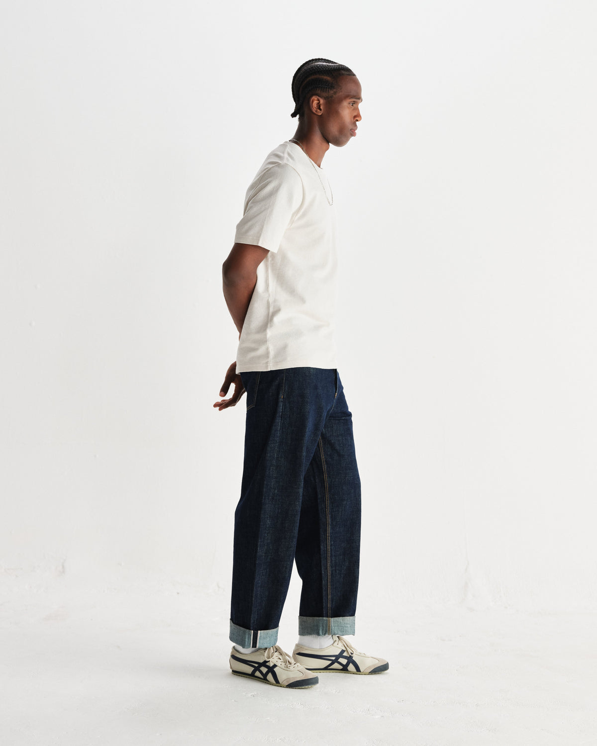 Dean - Ecru Textured Organic Cotton T-Shirt
