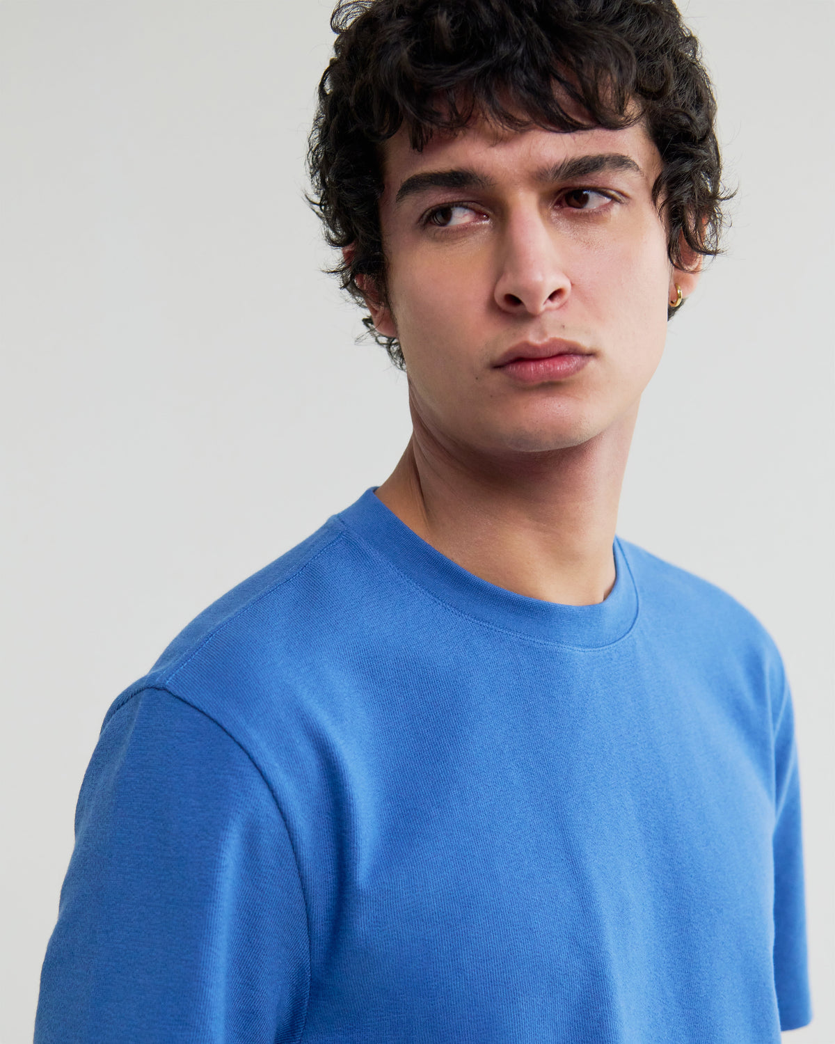 Dean - French Blue Textured Organic Cotton T-Shirt