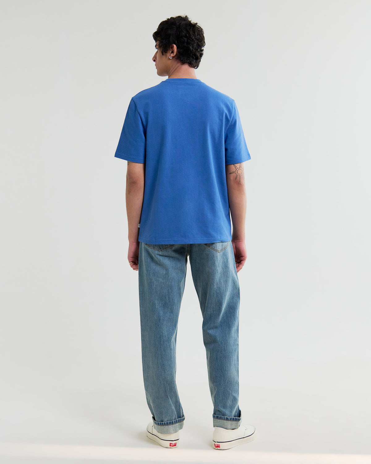 Dean - French Blue Textured Organic Cotton T-Shirt
