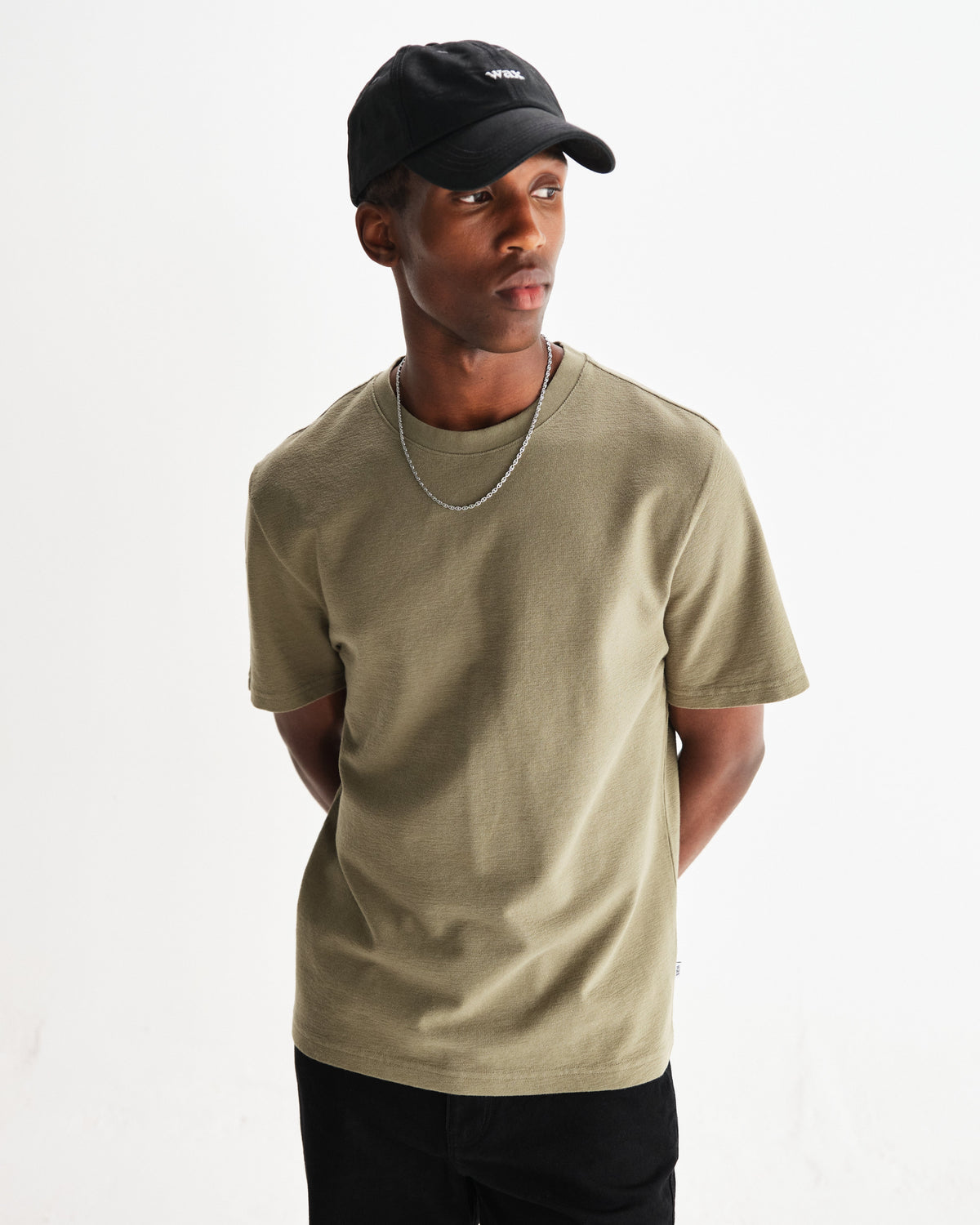 Dean - Green Textured Organic Cotton T-Shirt
