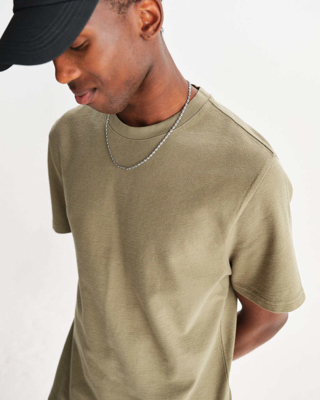 Dean - Green Textured Organic Cotton T-Shirt