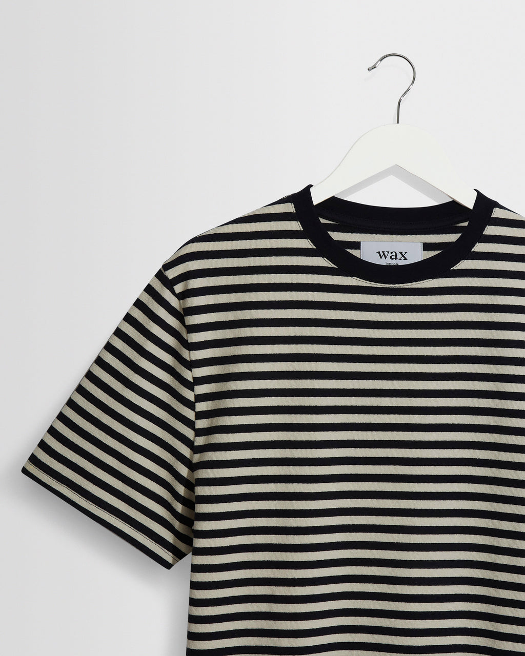 Dean - Navy And Ecru Striped Textured Organic Cotton T-Shirt