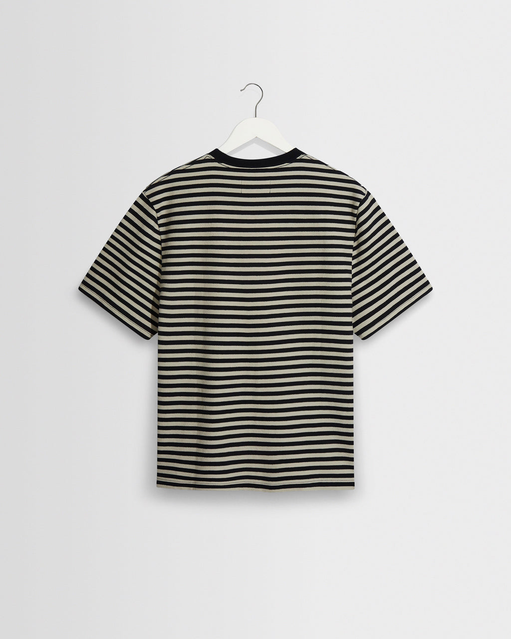 Dean - Navy And Ecru Striped Textured Organic Cotton T-Shirt