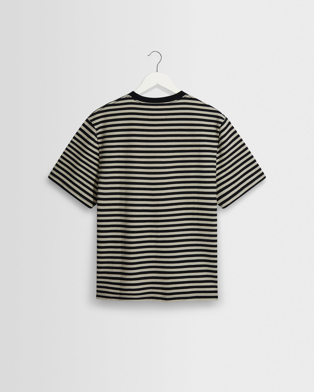 Dean - Navy And Ecru Striped Textured Organic Cotton T-Shirt