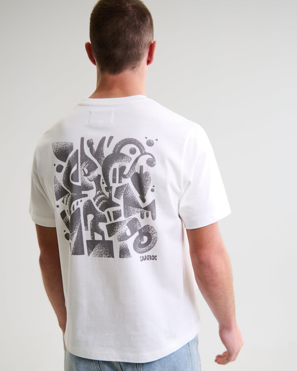 Dean - Off-White And Charcoal 90s Doodle Graphic Cotton T-Shirt