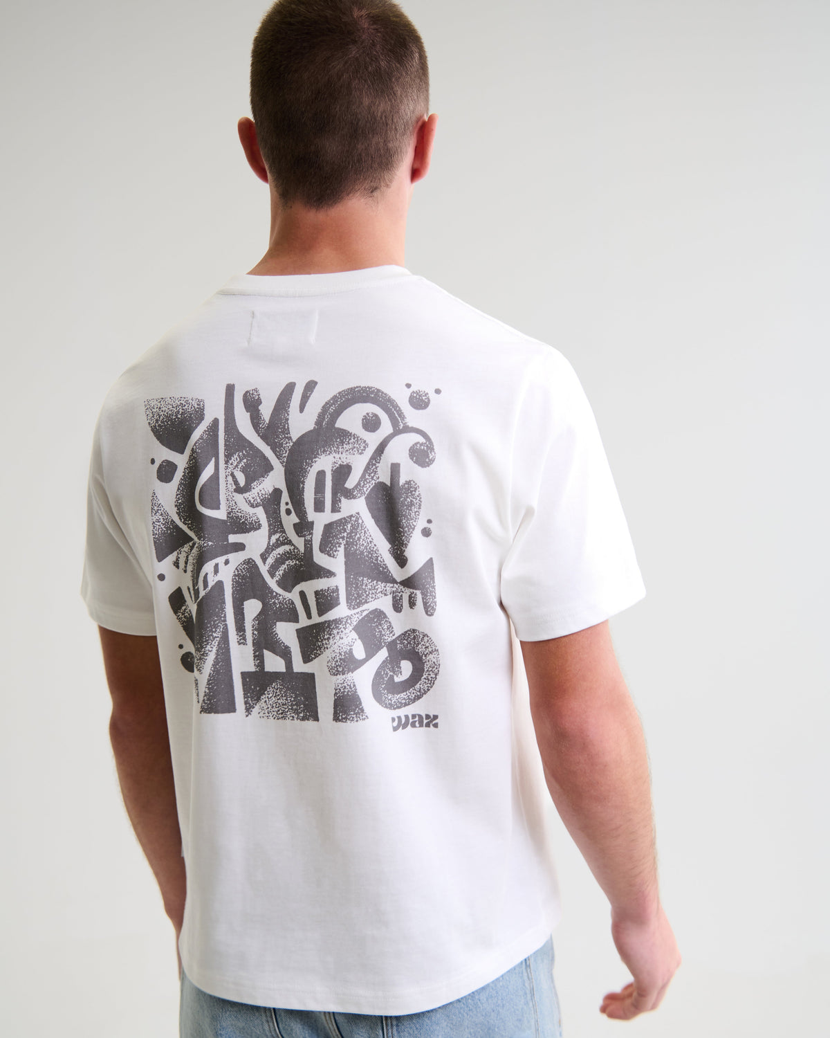 Dean - Off-White And Charcoal 90s Doodle Graphic Cotton T-Shirt