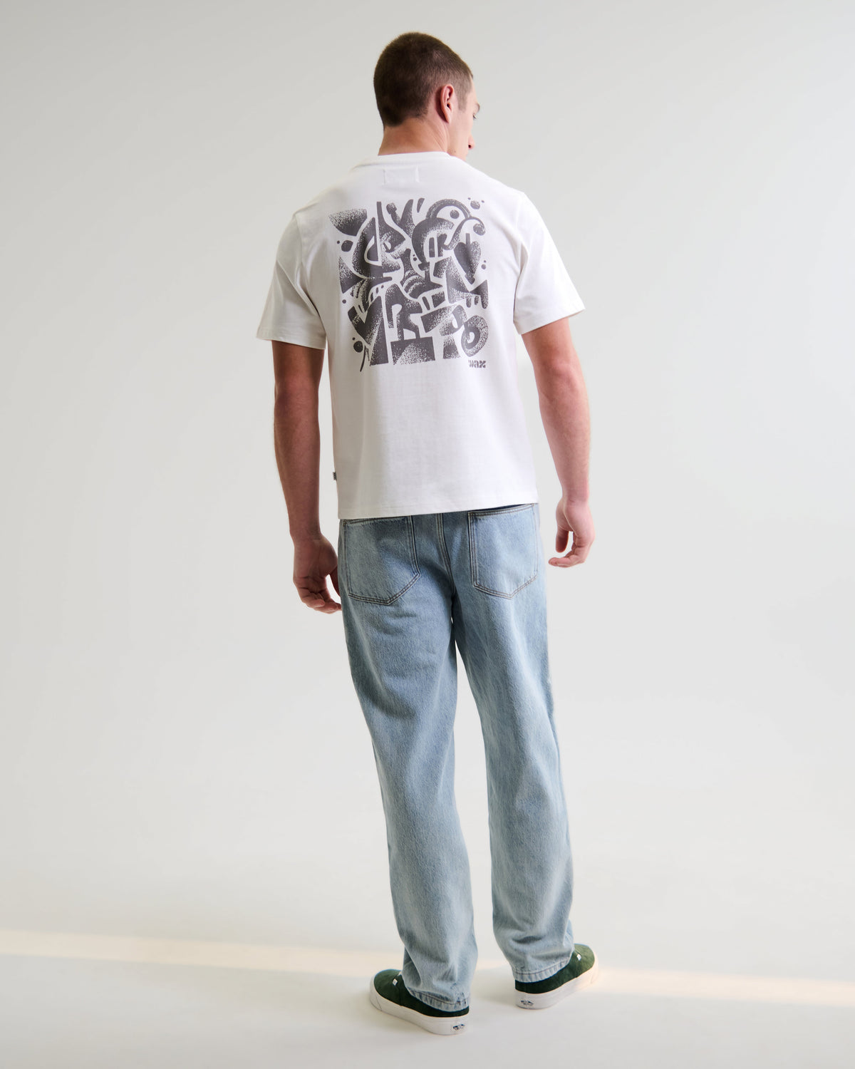 Dean - Off-White And Charcoal 90s Doodle Graphic Cotton T-Shirt