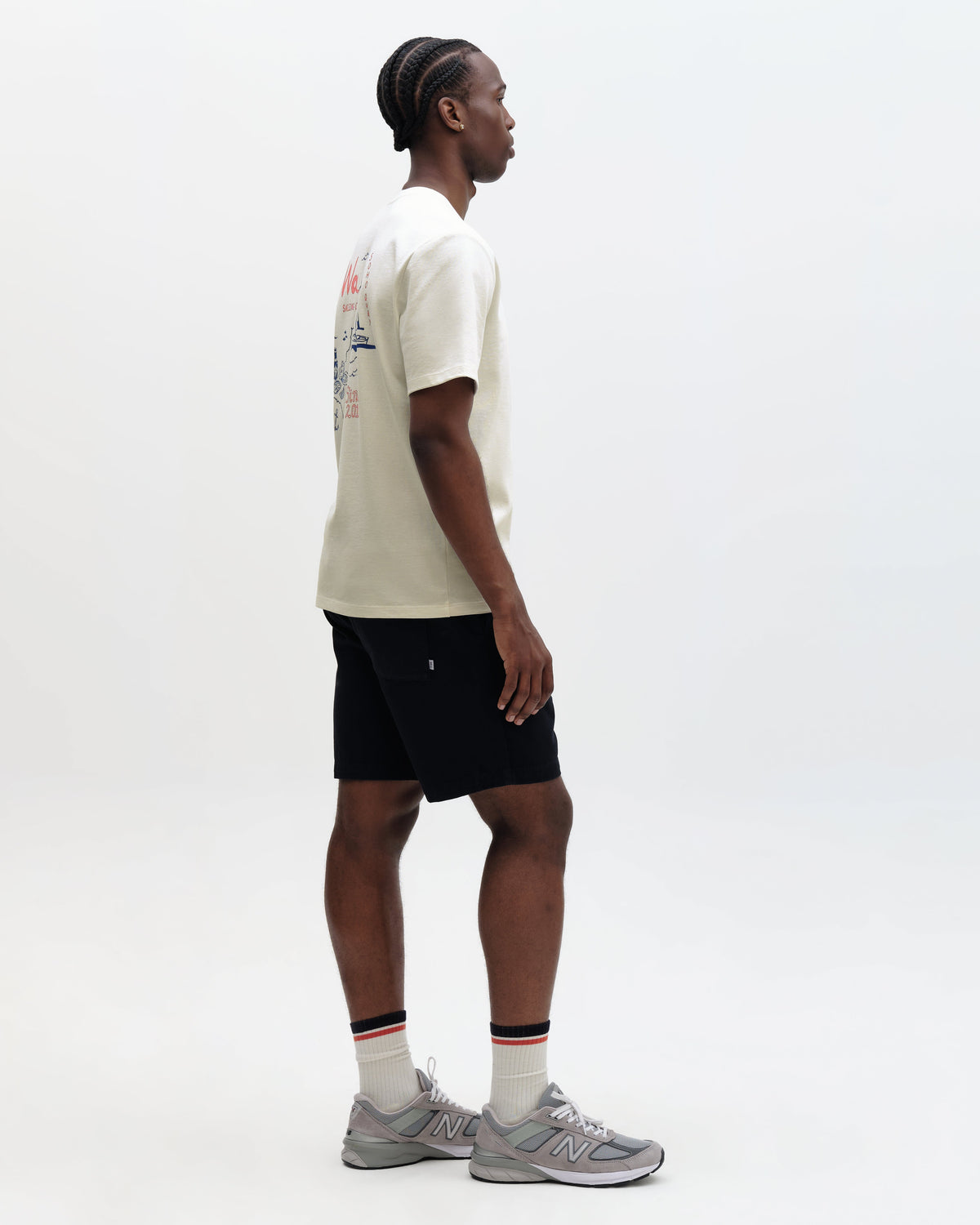 Dean - Off White And Multicolour Sailing Map Print T-Shirt