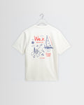 Dean - Off White And Multicolour Sailing Map Print T-Shirt