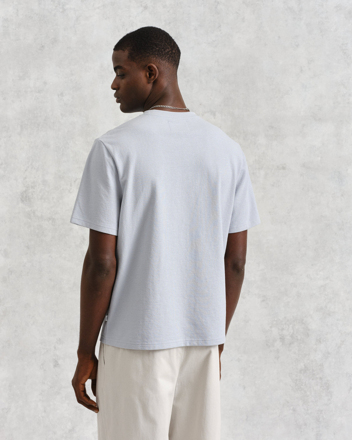 Dean - Pale Blue Textured Organic Cotton T-Shirt