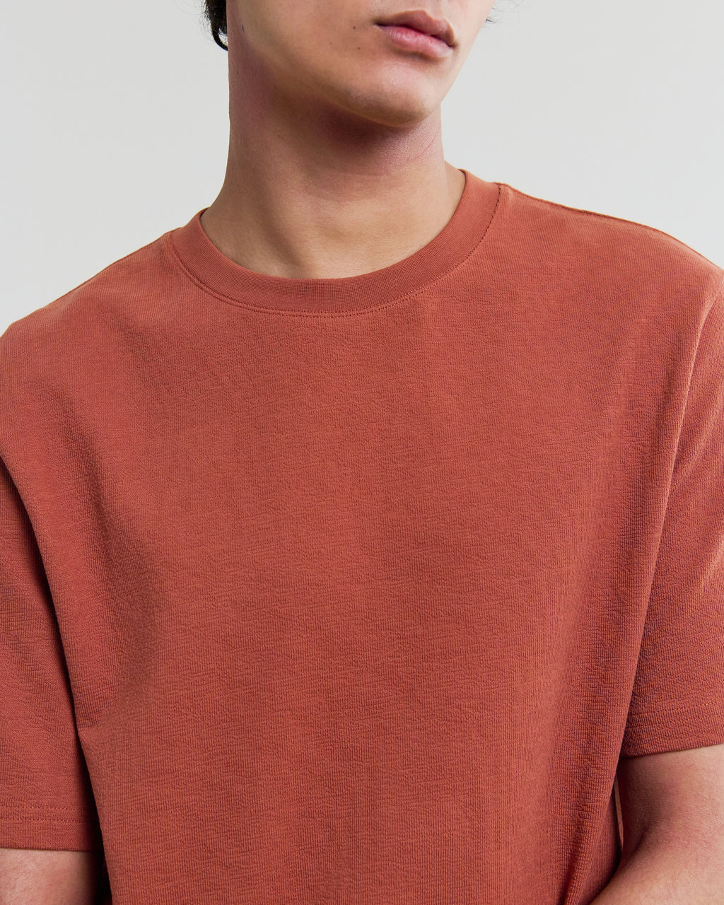 Dean - Rust Textured Organic Cotton T-Shirt