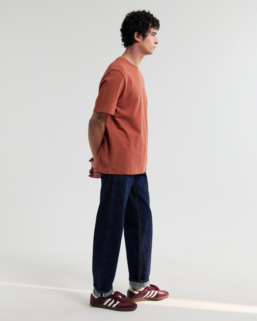 Dean - Rust Textured Organic Cotton T-Shirt