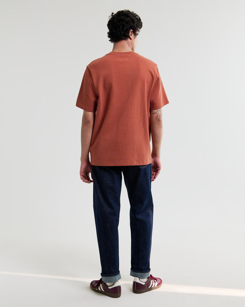 Dean - Rust Textured Organic Cotton T-Shirt