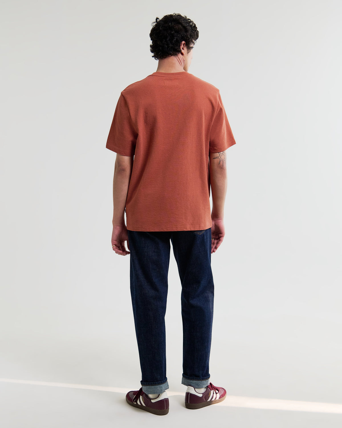 Dean - Rust Textured Organic Cotton T-Shirt