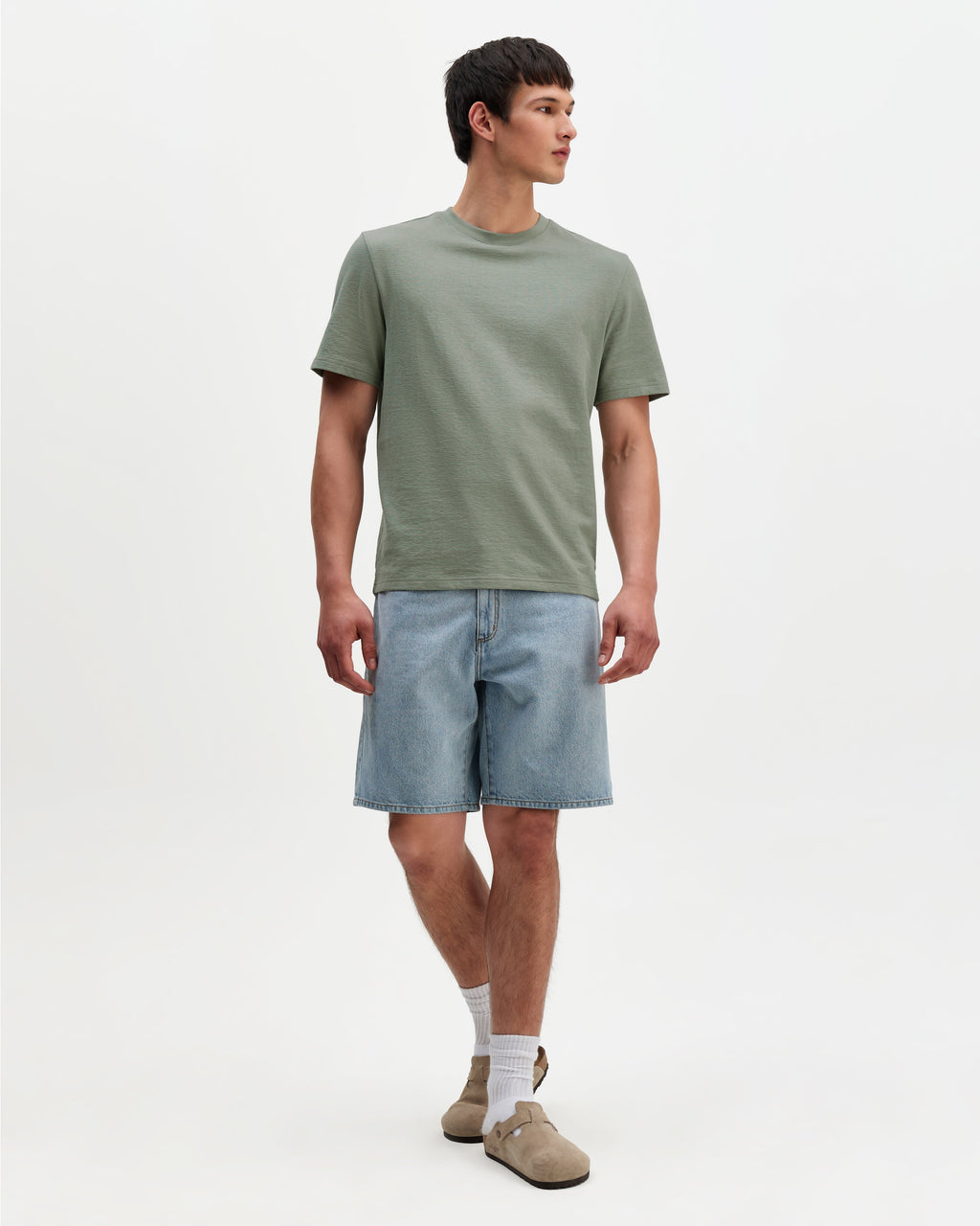 Dean - Sage Textured Organic Cotton T-Shirt