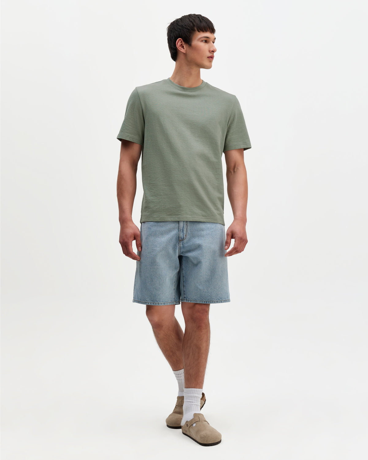 Dean - Sage Textured Organic Cotton T-Shirt