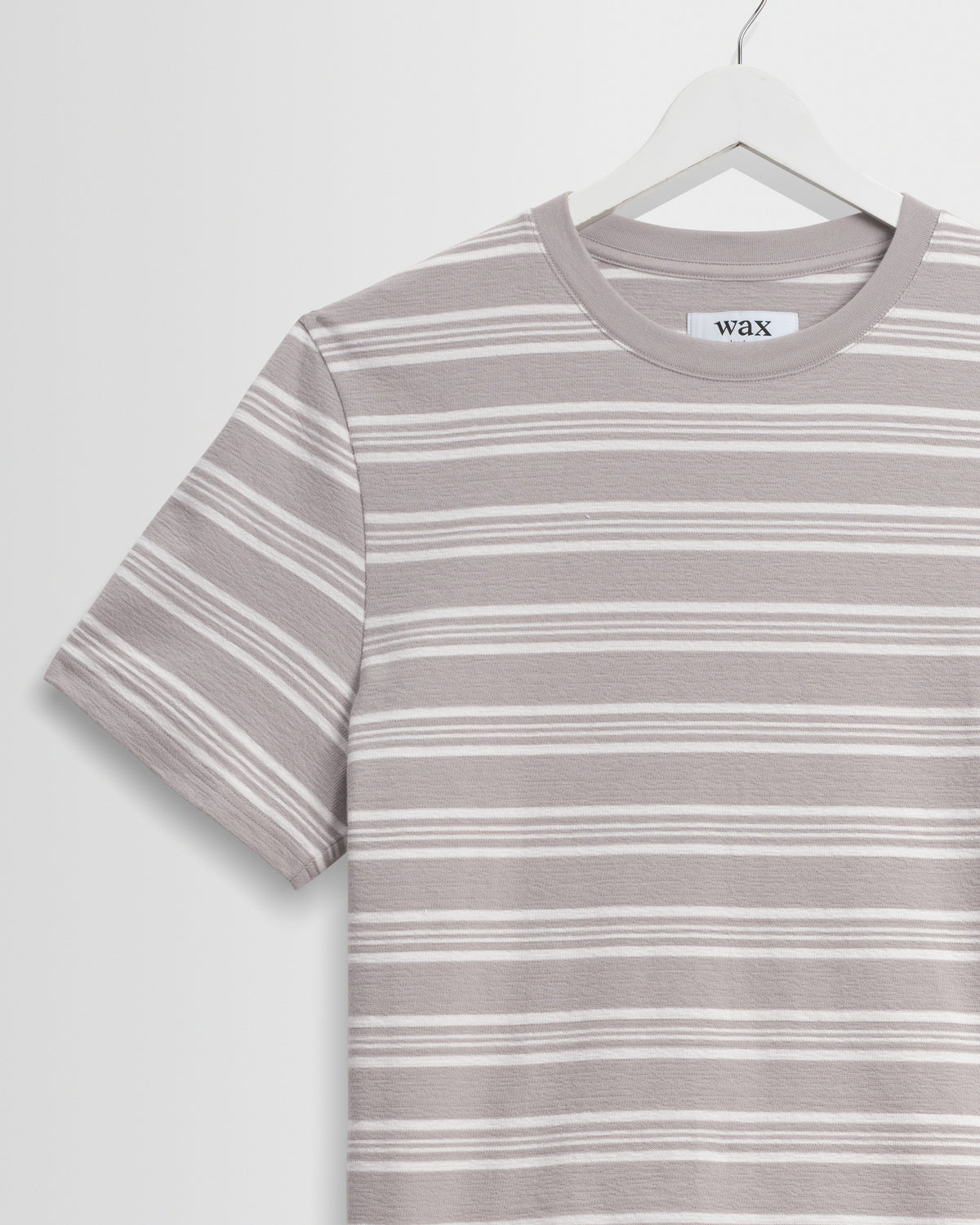 Dean - Taupe And Ecru Textured Stripe Organic Cotton T-Shirt