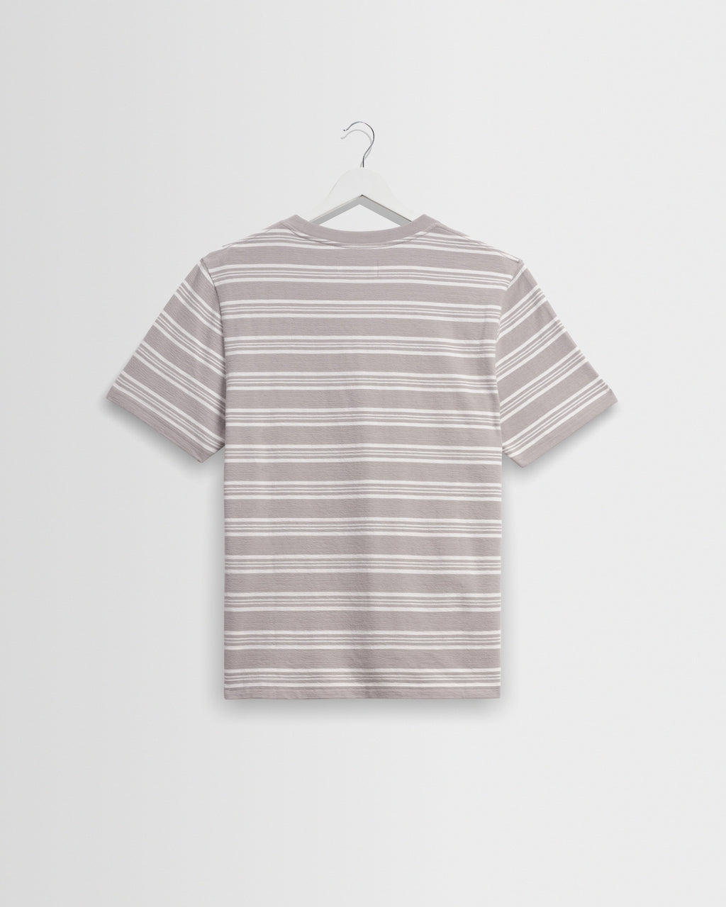 Dean - Taupe And Ecru Textured Stripe Organic Cotton T-Shirt