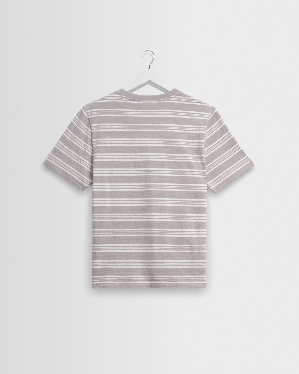 Dean - Taupe And Ecru Textured Stripe Organic Cotton T-Shirt
