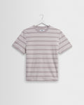 Dean - Taupe And Ecru Textured Stripe Organic Cotton T-Shirt