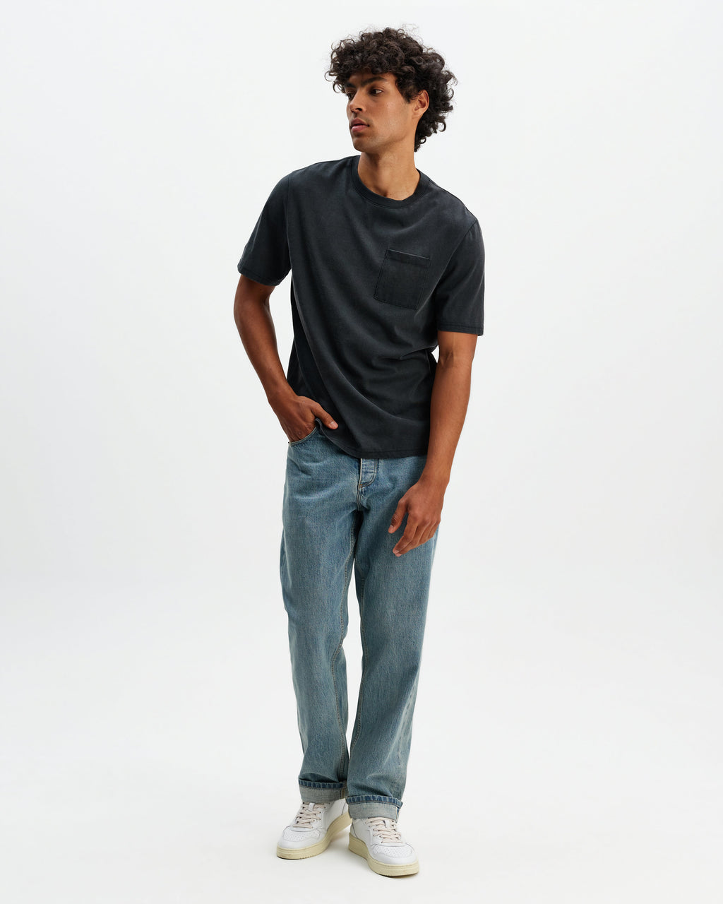 Dean - Washed Black Compact Cotton Pocket T-Shirt