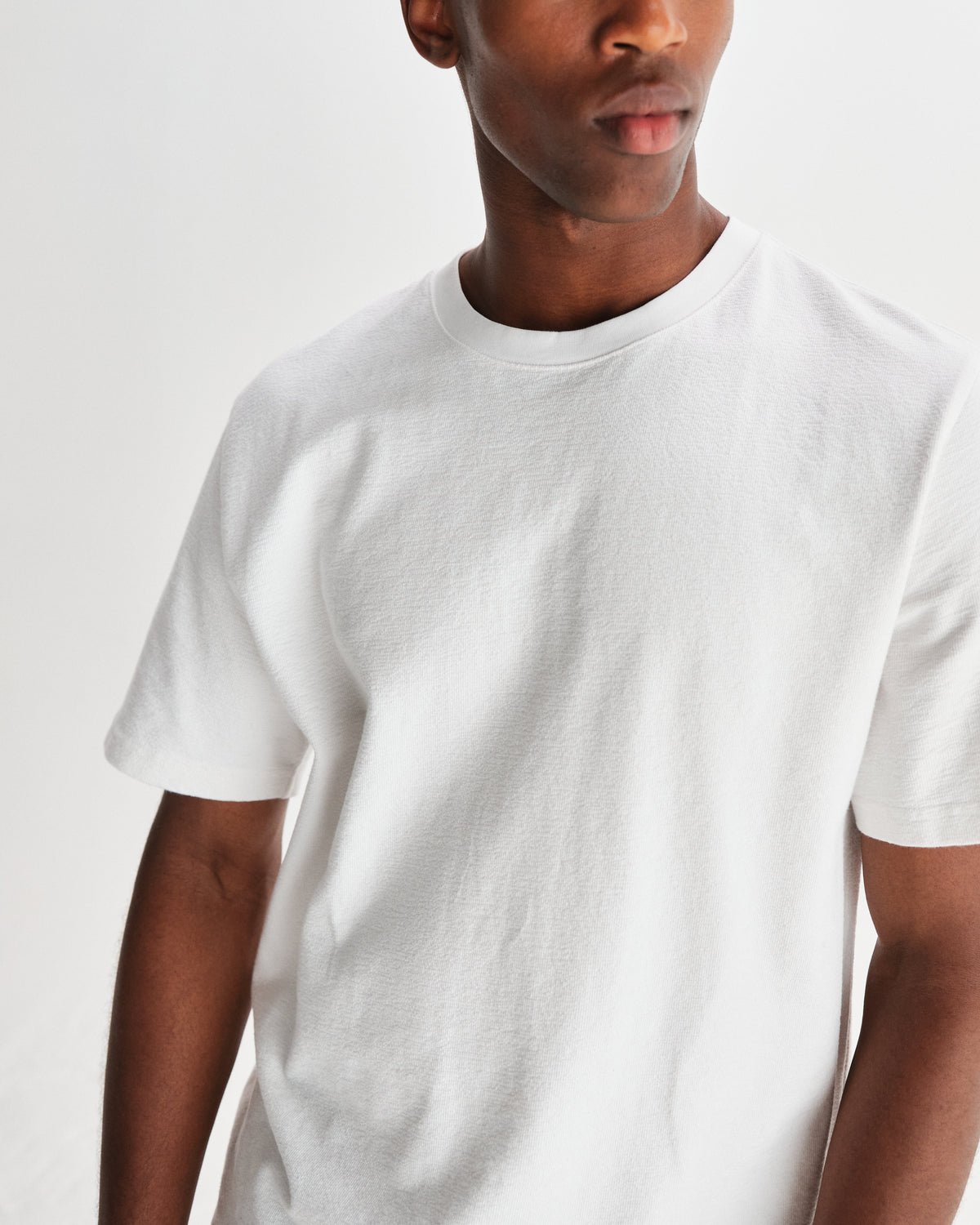 Dean - White Textured Organic Cotton T-Shirt