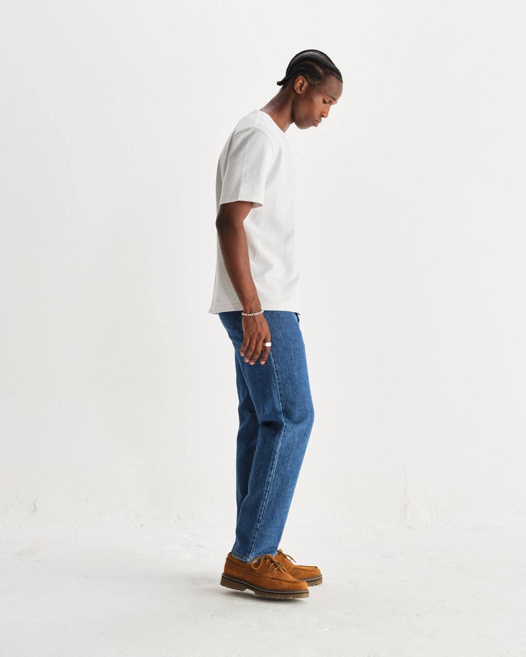 Dean - White Textured Organic Cotton T-Shirt