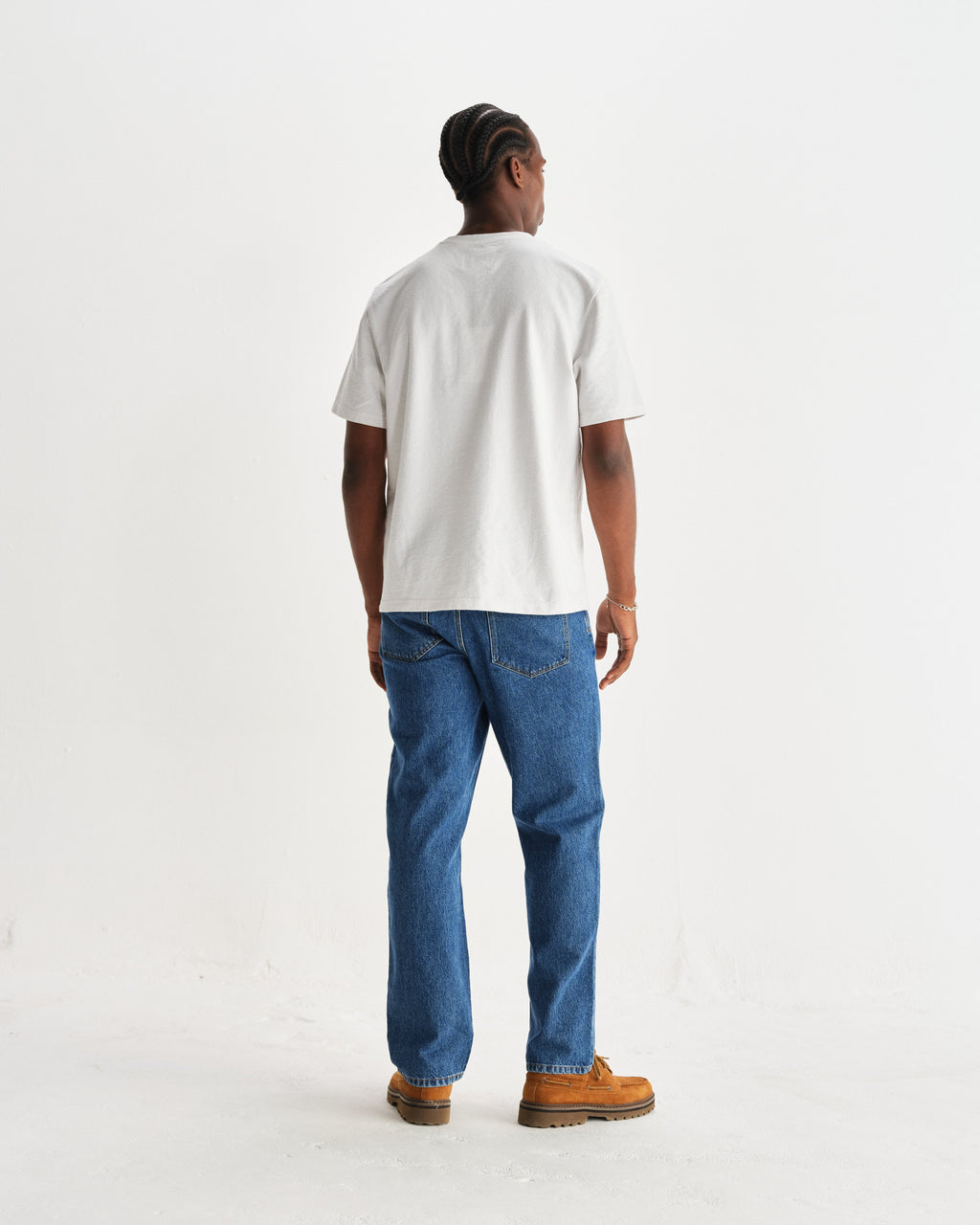 Dean - White Textured Organic Cotton T-Shirt