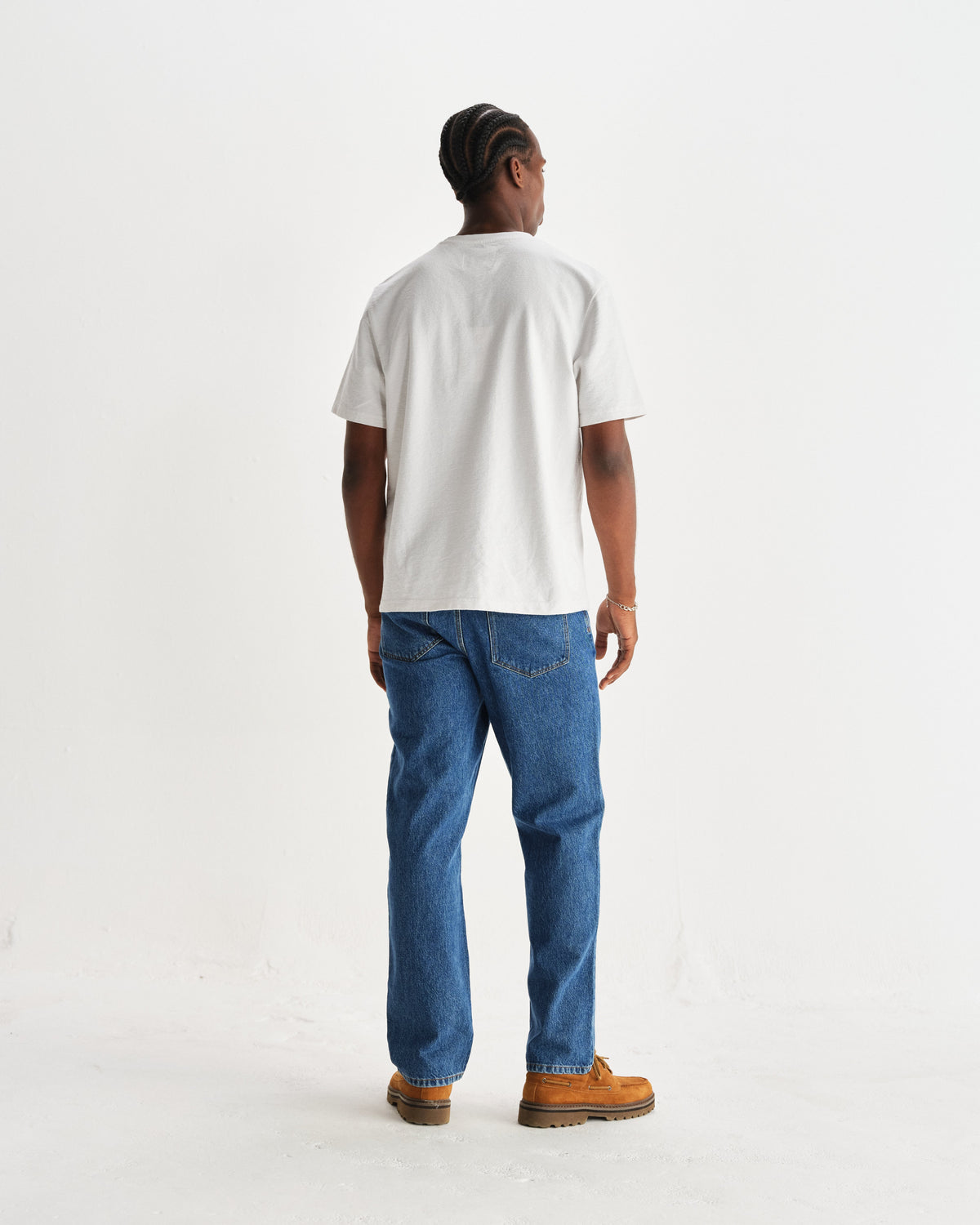 Dean - White Textured Organic Cotton T-Shirt