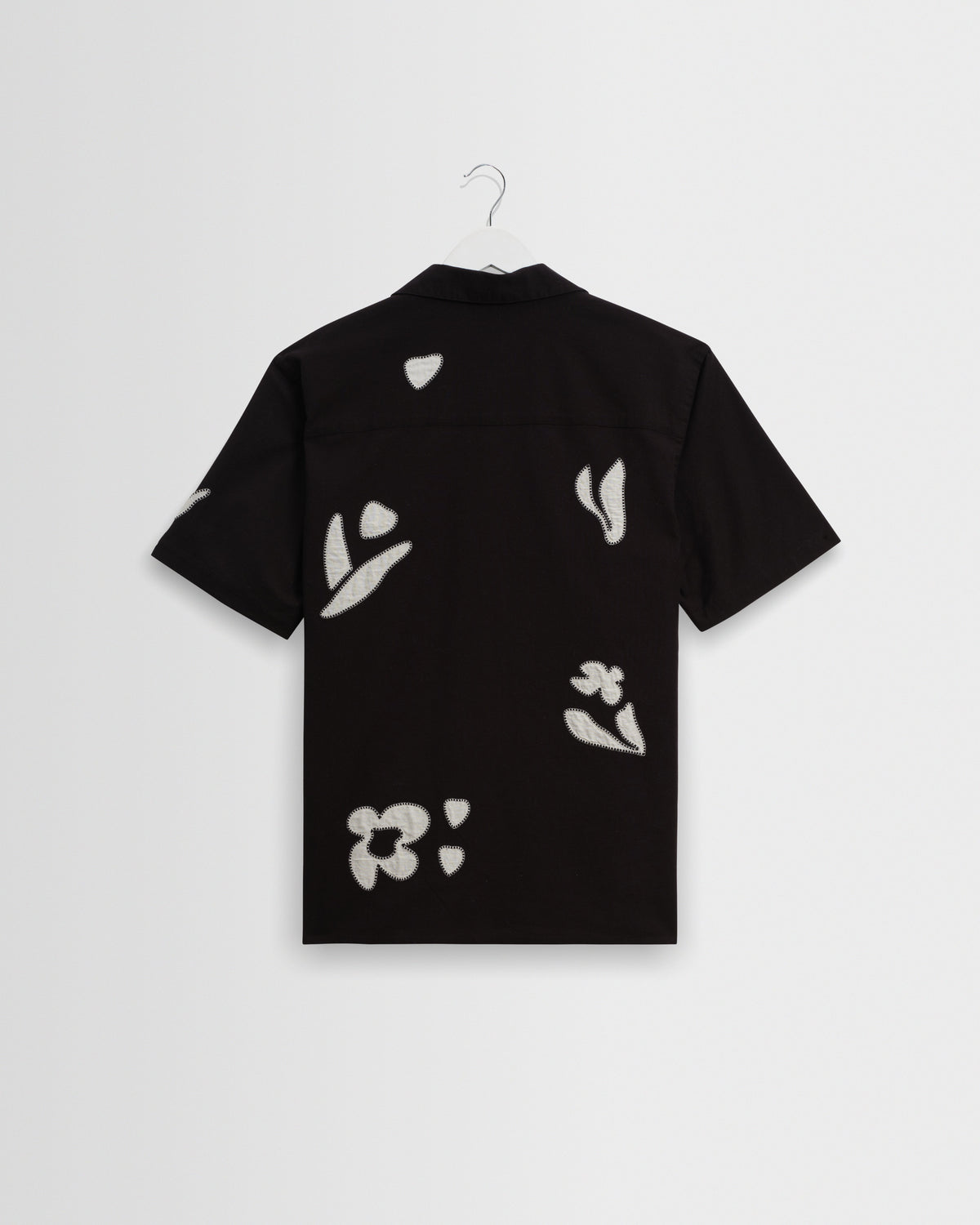 Didcot - Black And Beige Abstract Applique Short-Sleeve Shirt