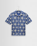Didcot - Blue And Ecru Corded Lace Short-Sleeve Shirt