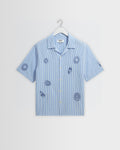 Didcot - Blue And Ecru Doodle Seersucker Short-Sleeve Shirt