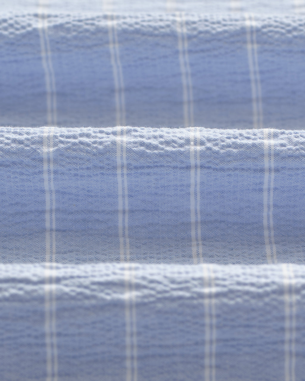 Corey - Blue And Ecru Seersucker-Cotton Stripe Shirt