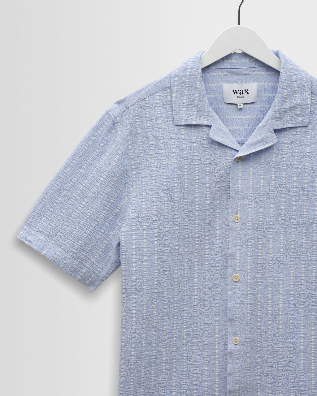 Didcot - Blue And Ecru Seersucker Stripe Short-Sleeve Shirt