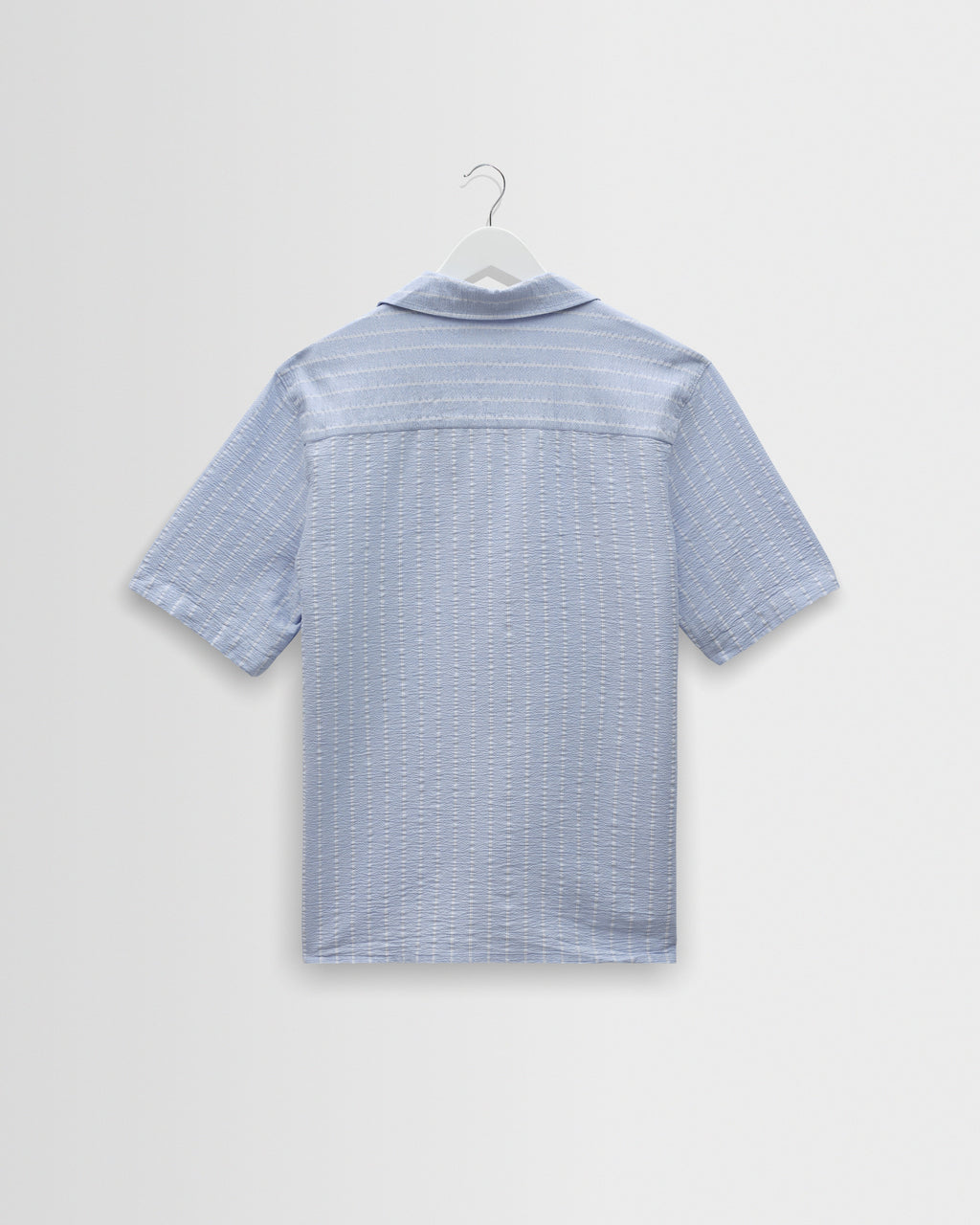 Didcot - Blue And Ecru Seersucker Stripe Short-Sleeve Shirt