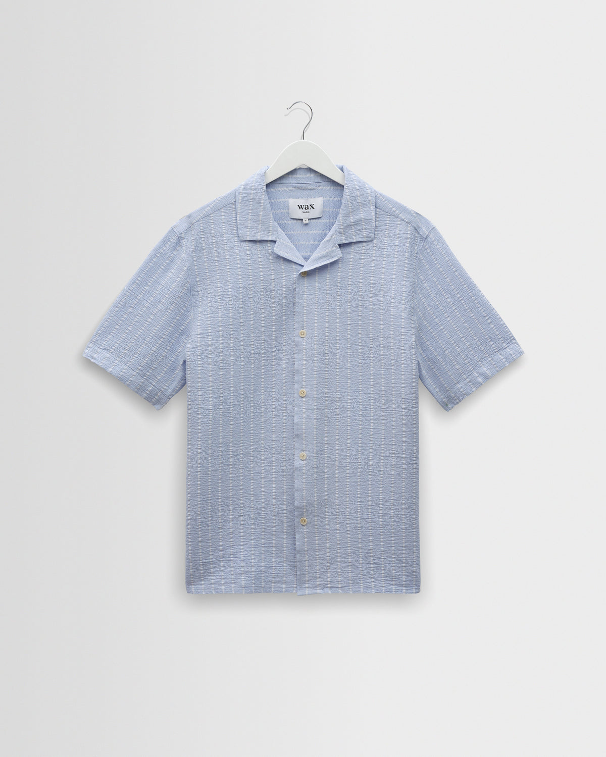 Didcot - Blue And Ecru Seersucker Stripe Short-Sleeve Shirt