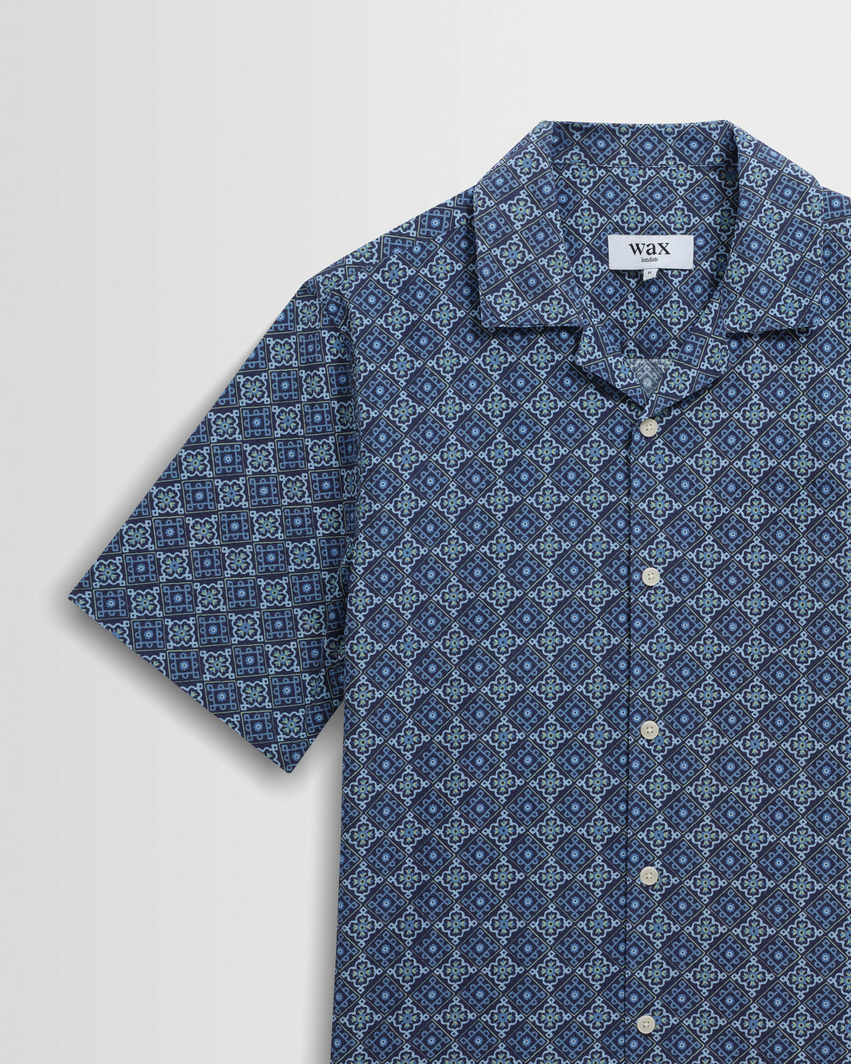 Didcot - Blue Tile Print Short-Sleeve Shirt