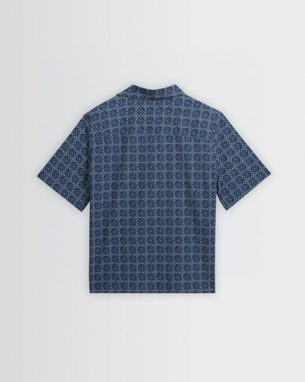 Didcot - Blue Tile Print Short-Sleeve Shirt