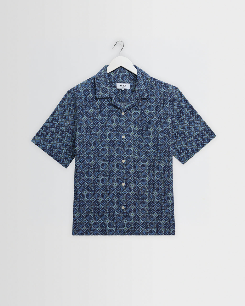 Didcot - Blue Tile Print Short-Sleeve Shirt