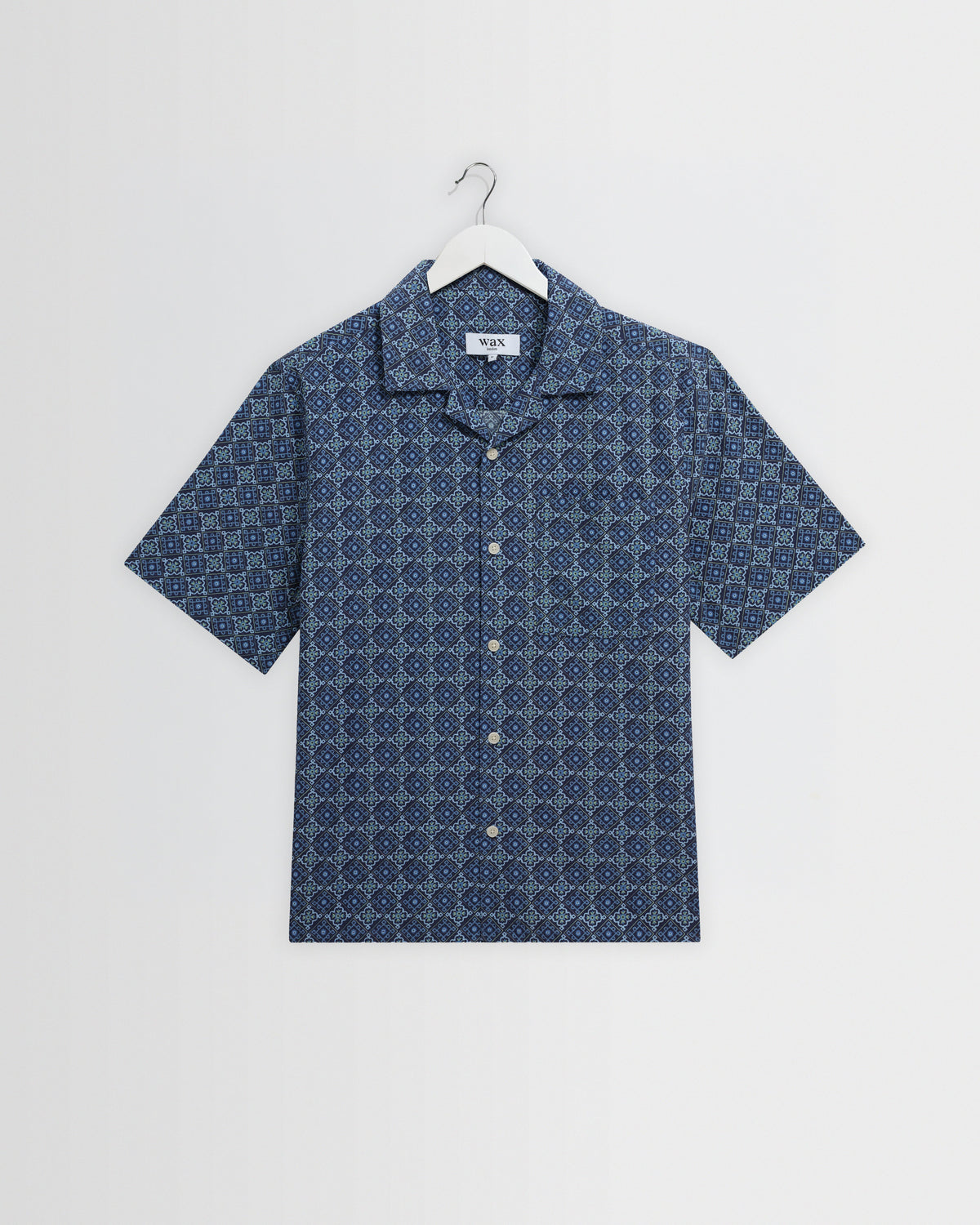 Didcot - Blue Tile Print Short-Sleeve Shirt