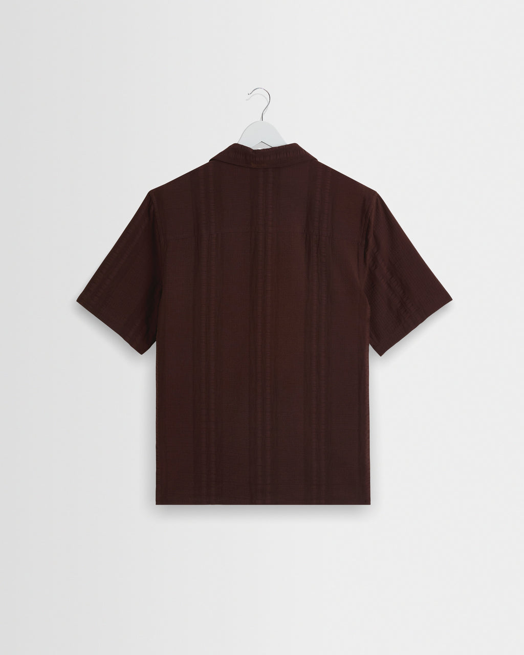 Didcot - Brown Double-Weave Seersucker Short-Sleeve Shirt