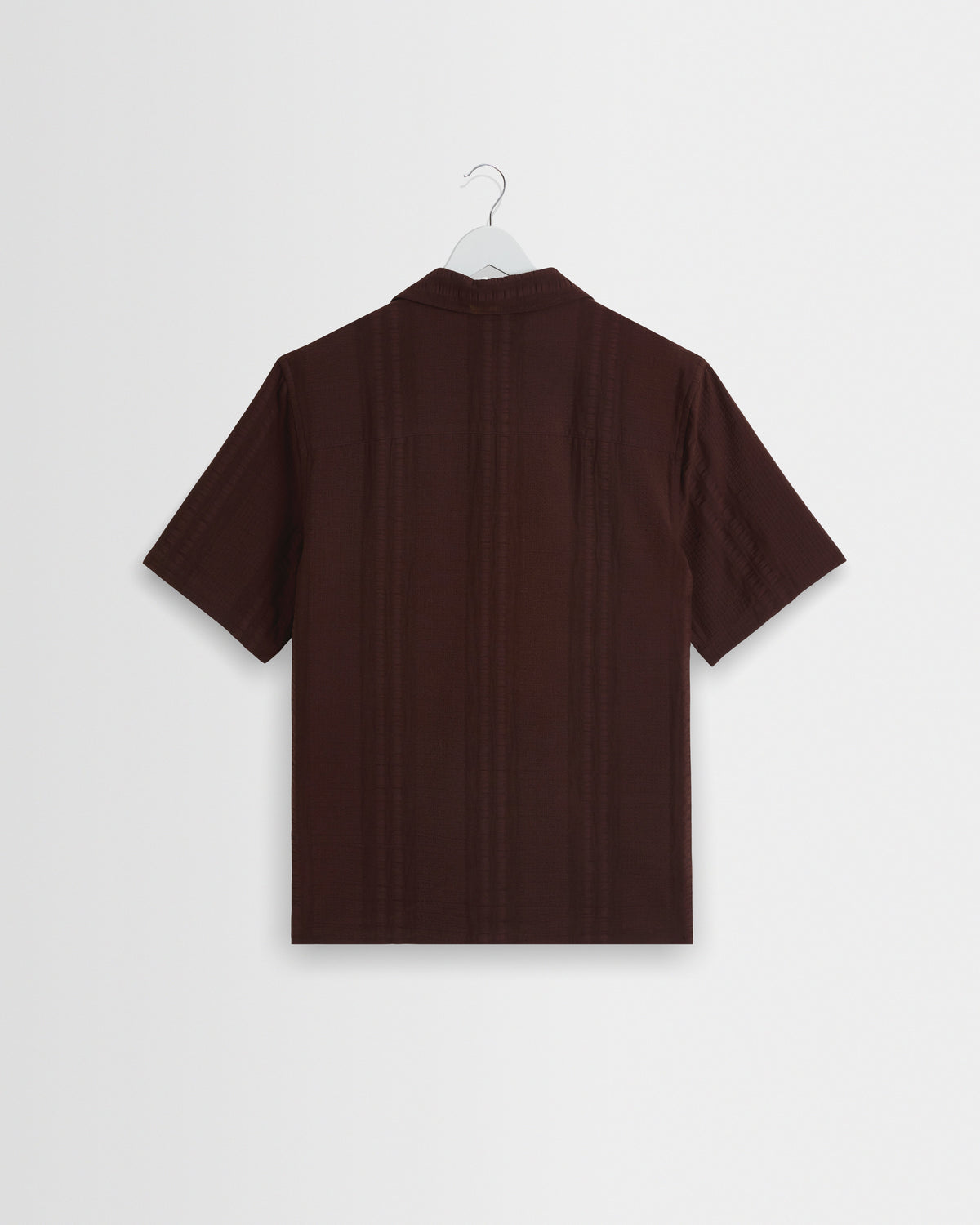 Didcot - Brown Double-Weave Seersucker Short-Sleeve Shirt