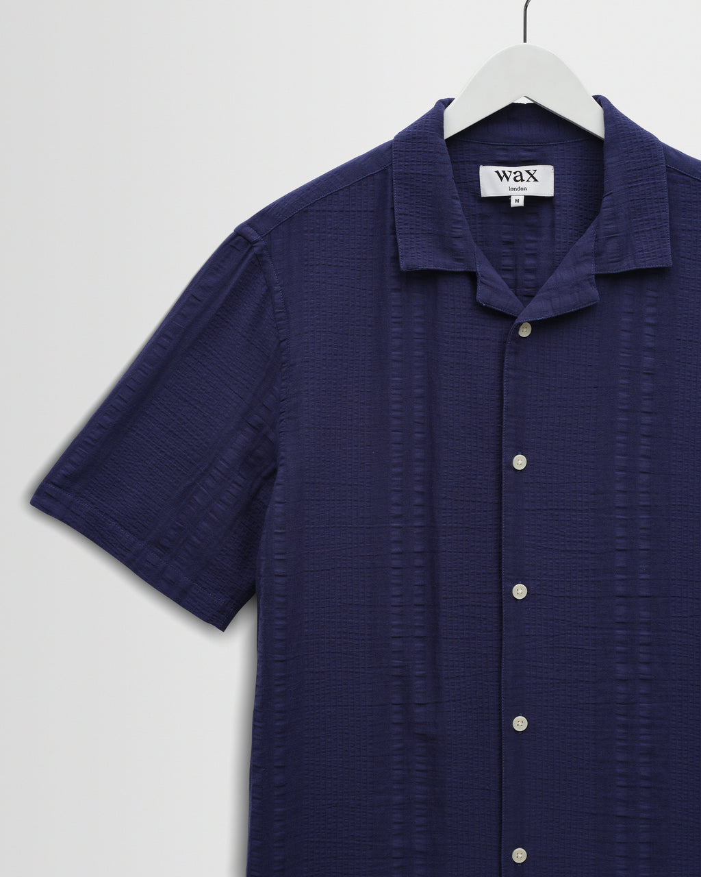 Didcot - Dark Blue Double-Weave Seersucker Short-Sleeve Shirt