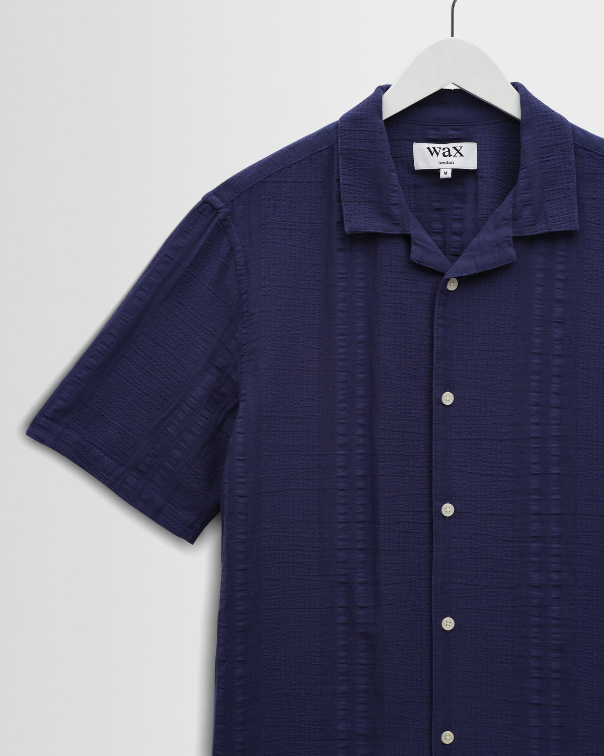 Didcot - Dark Blue Double-Weave Seersucker Short-Sleeve Shirt