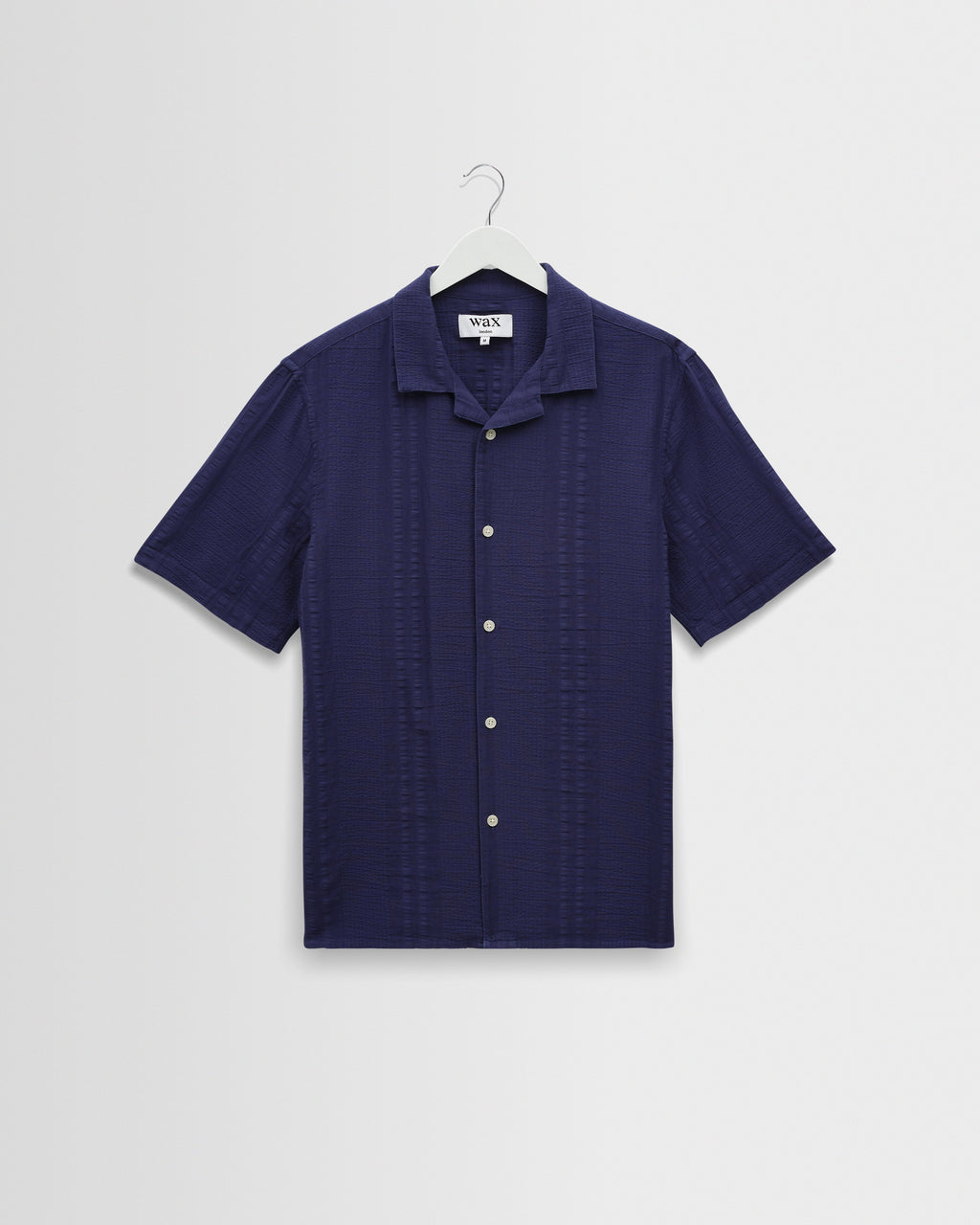 Didcot - Dark Blue Double-Weave Seersucker Short-Sleeve Shirt