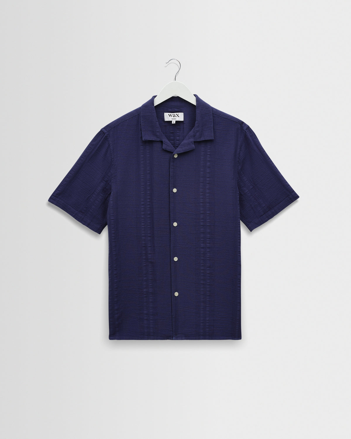 Didcot - Dark Blue Double-Weave Seersucker Short-Sleeve Shirt